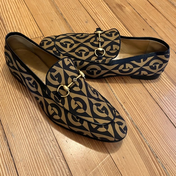 Gucci Other - Gucci Jordaan G Rhombus Horsebit Loafers in Camel/Brown/Nero Sz 11